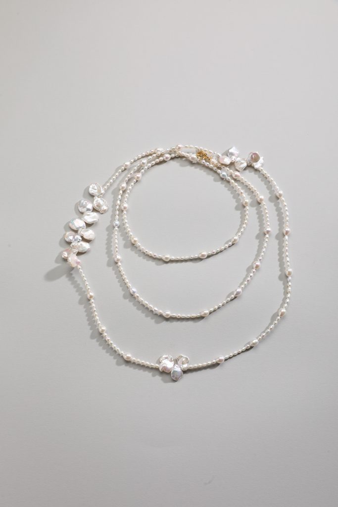Clear Pearl Fringe Necklace