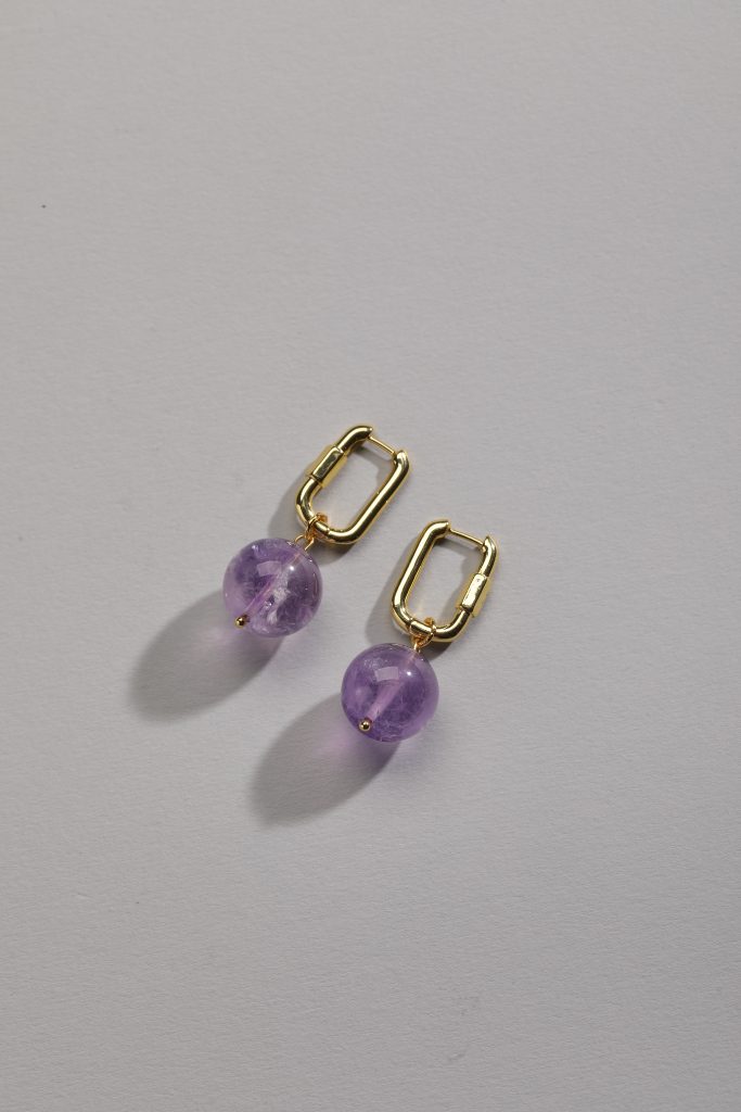 Amethyst Huggie Hoop Earrings