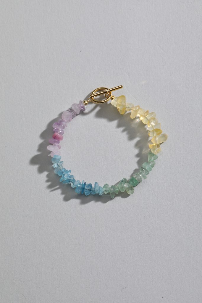 Mixed Gemstone Chip Toggle Bracelet