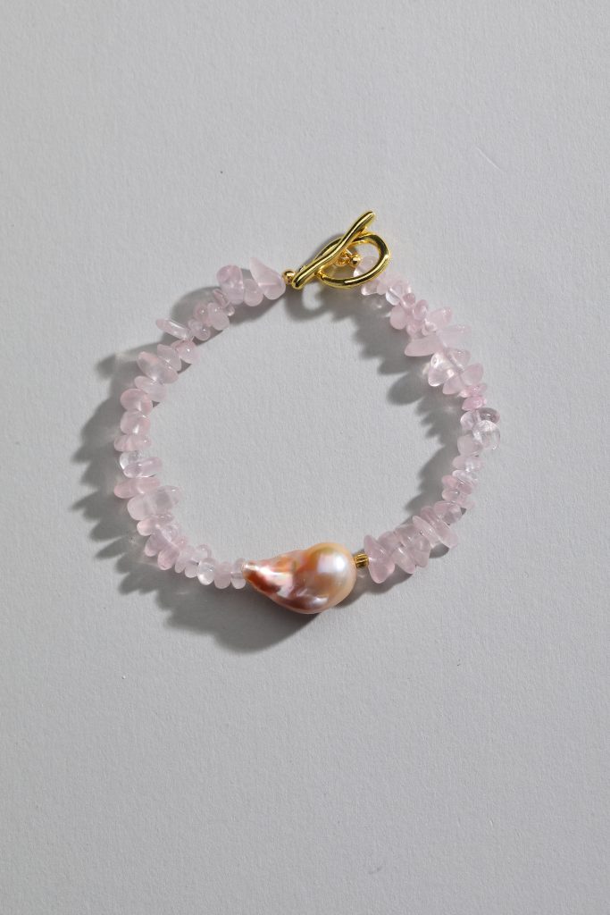 Rose Quartz and Baroque Pearl Beaded Bracelet