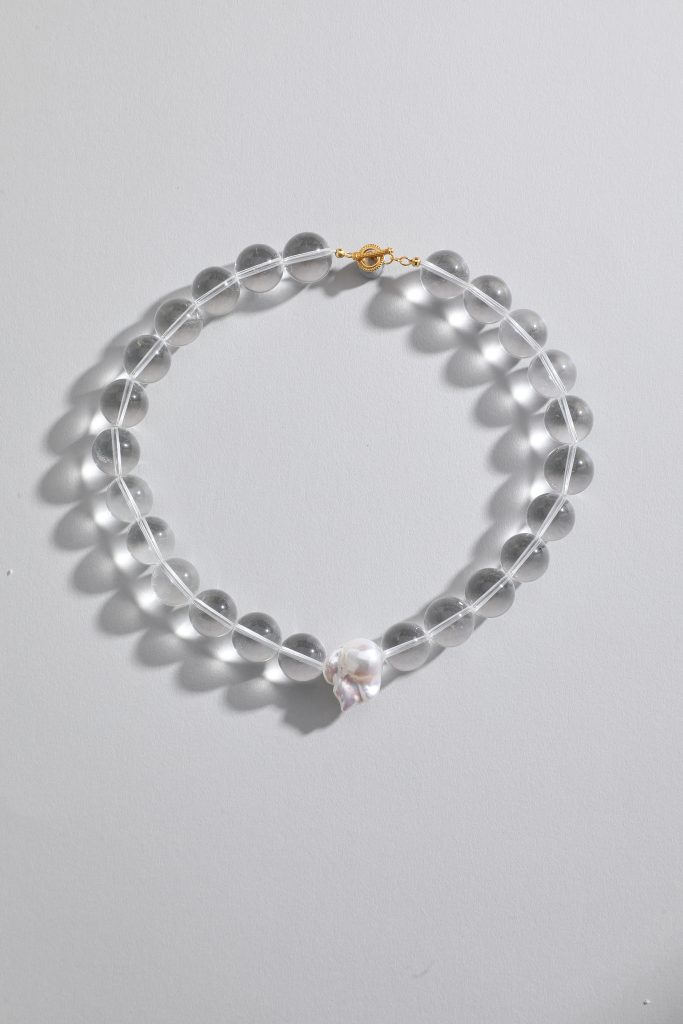 Clear Quartz Aura Pearl Necklace
