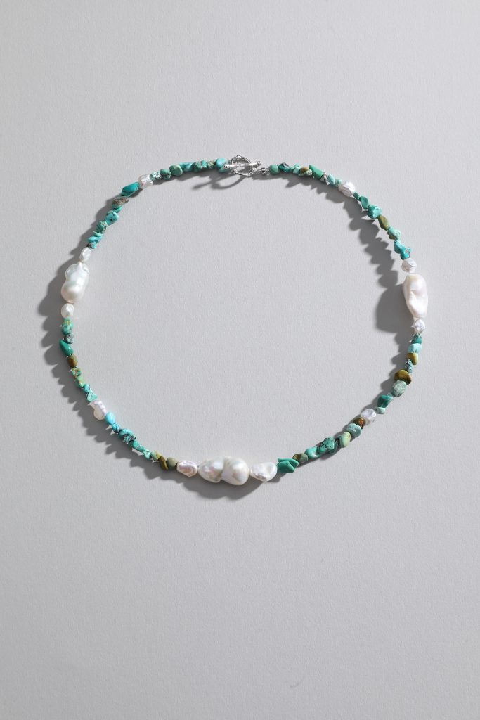 Raw Turquoise Freshwater Pearl Necklace