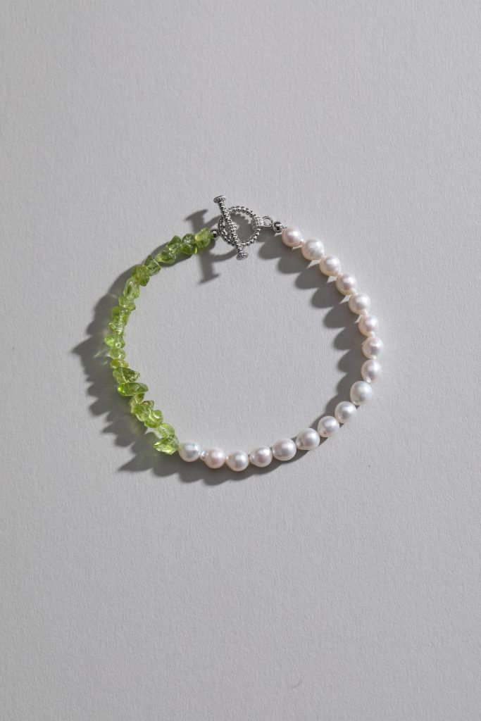 Mint Green Peridot Pearl Bracelet
