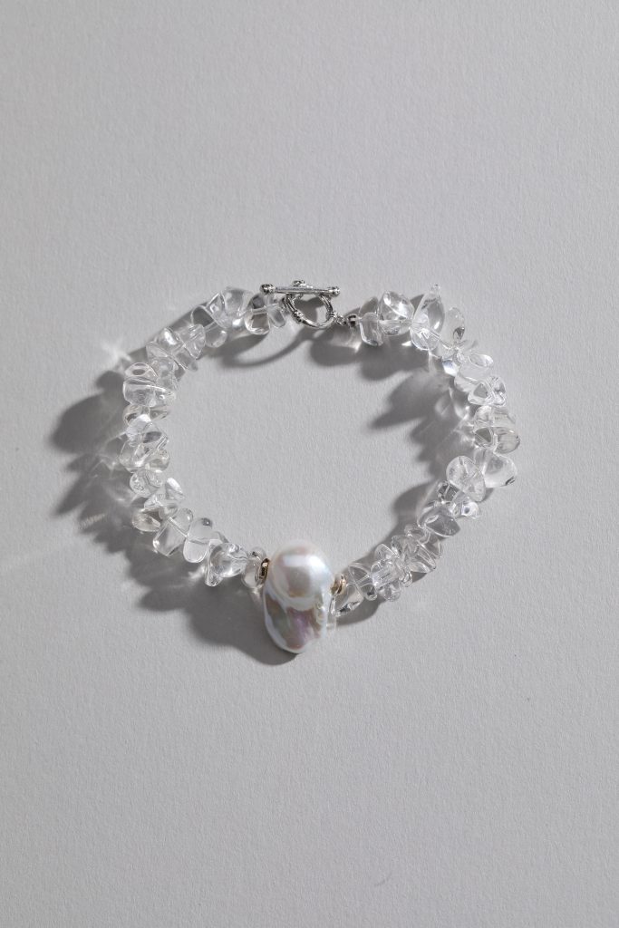 Baroque Pearl Pendant Clear Quartz Bracelet