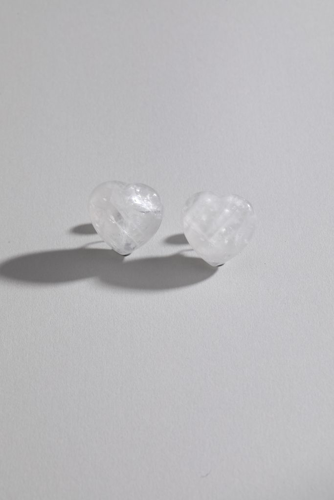 Minimalist Quartz Heart Earrings