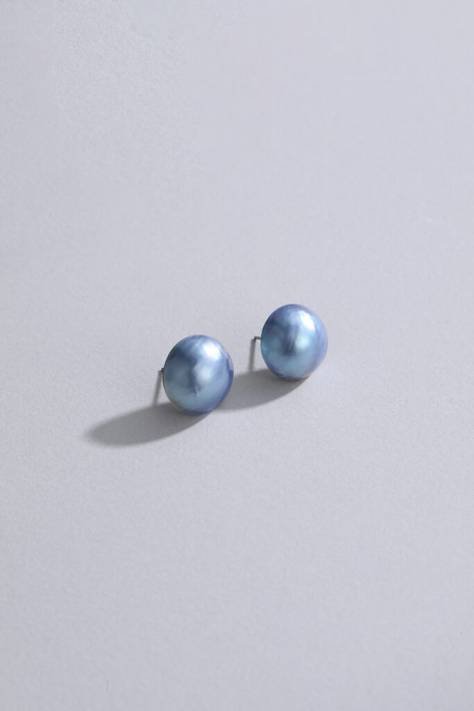Misty Blue Saltwater Mabe Pearl Stud Earrings 24 Misty Blue Saltwater Mabe Pearl Stud Earrings