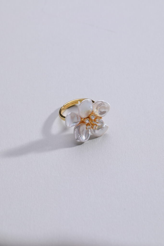 Copper Gold-Plated Flower Open Ring