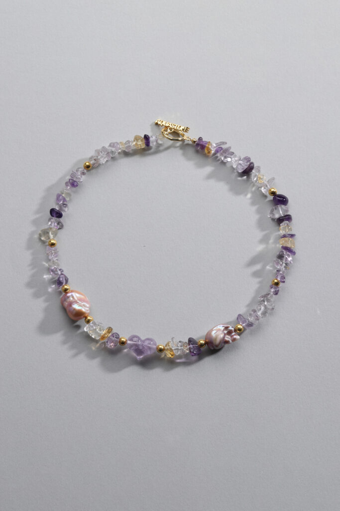 Dainty Mixed Gemstone & Baroque Freshwater Pearl Strand Necklace 32 Dainty Mixed Gemstone & Baroque Freshwater Pearl Strand Necklace