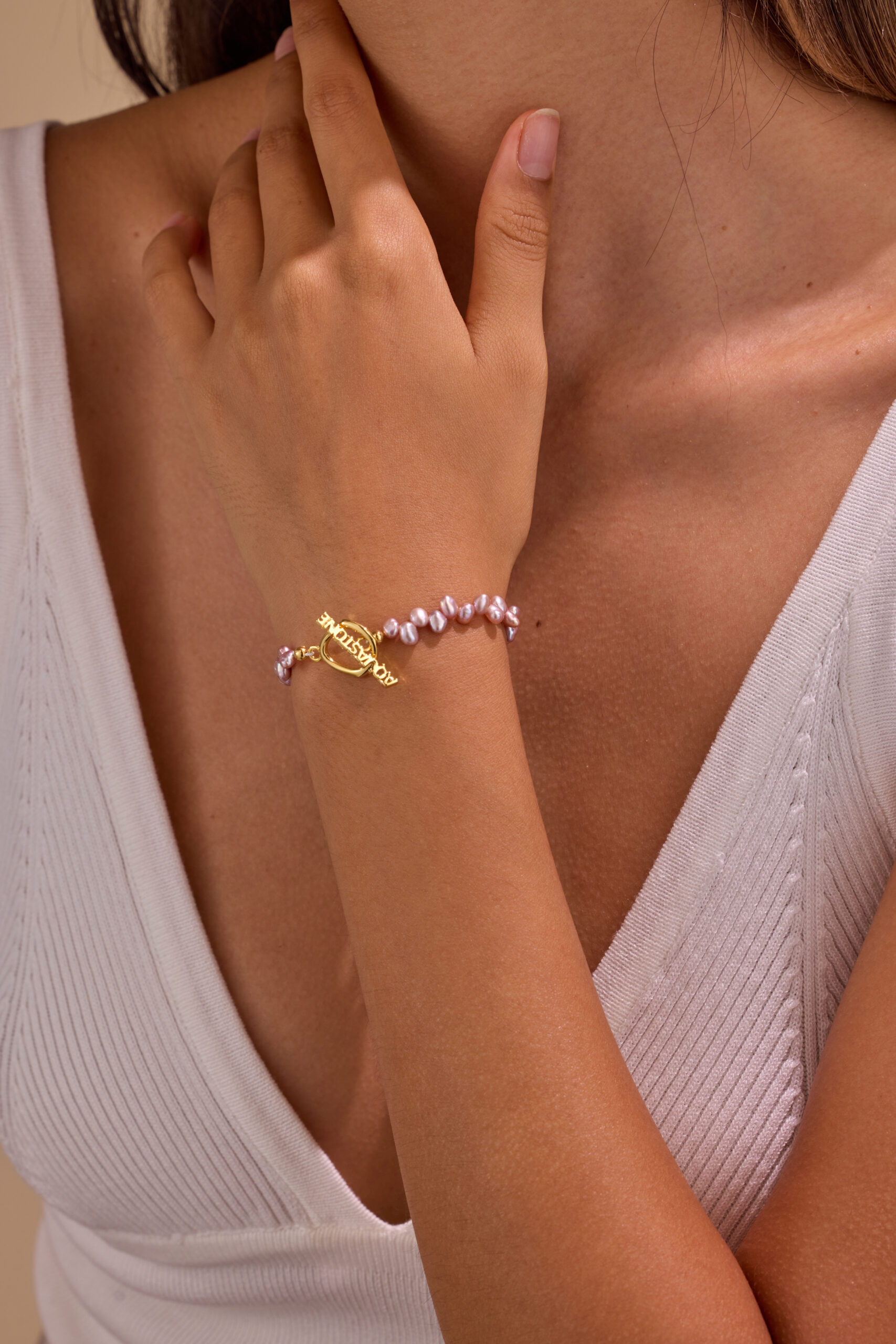Lustrous Pink Purple Baroque Freshwater Pearl Bracelet