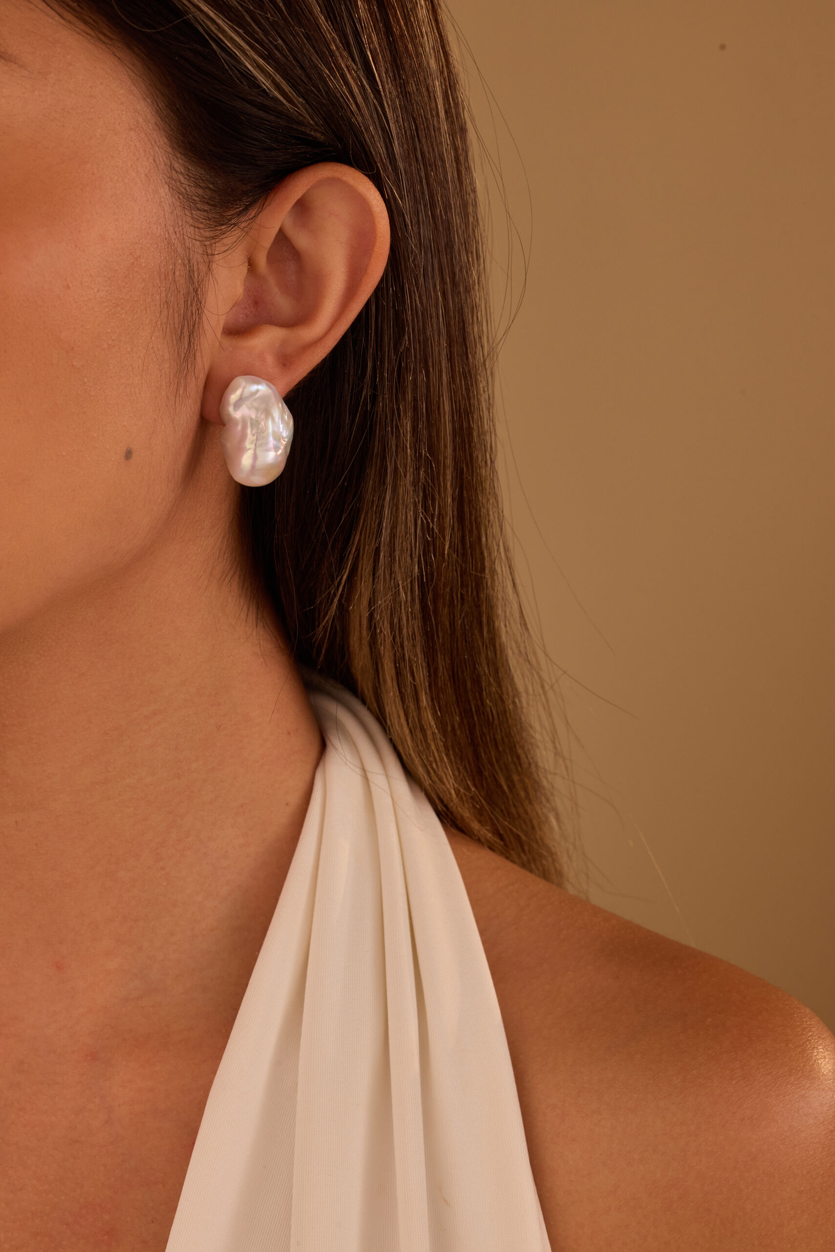 Dainty Large Irregular Freshwater Baroque Pearl Stud Earrings